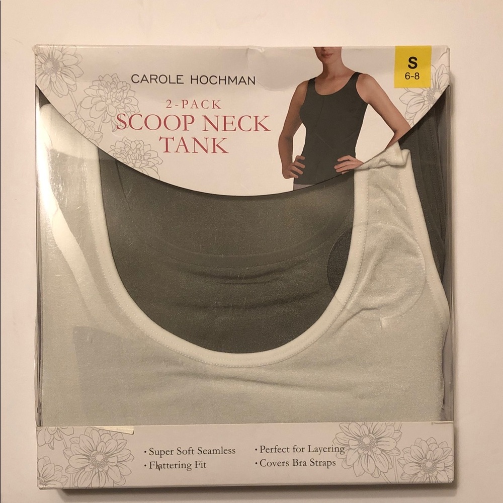 Midnight by Carole Hochman Women's Scoop Neck Tank 2-Pack - Gray and White